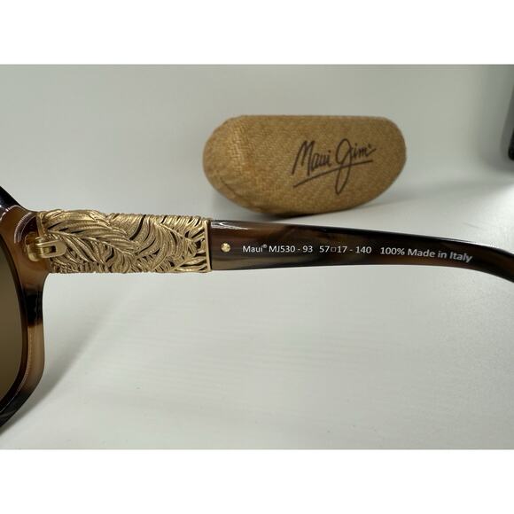 MAUI JIM SWAYING PALMS MJ 530-93 BROWN 24K GOLD BRONZE POLARIZED SUNGLASSES 9 - Picture 7 of 14